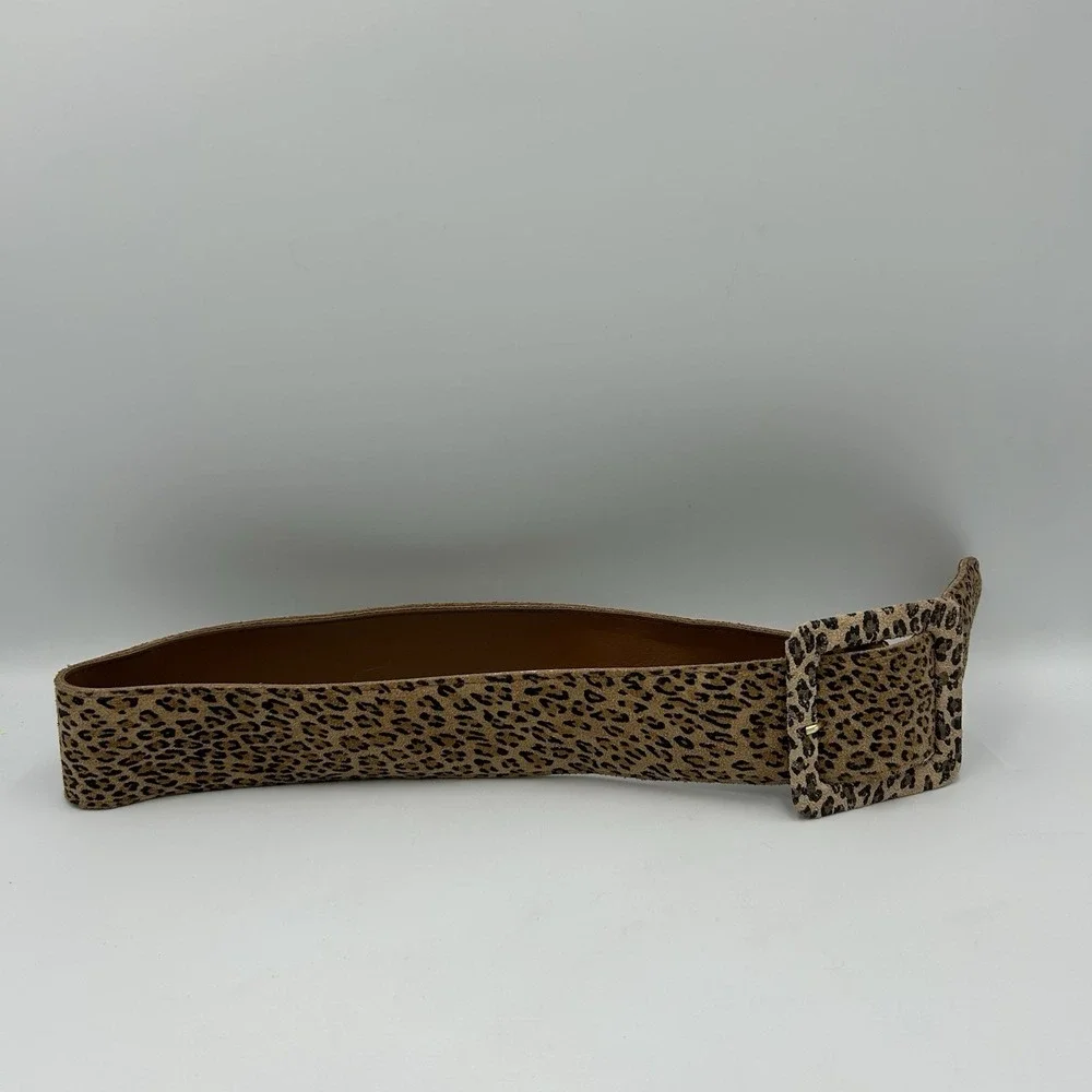 Accessories by Pearl Leopard Print Belt Suede Brown‎ Small Vtg 80s